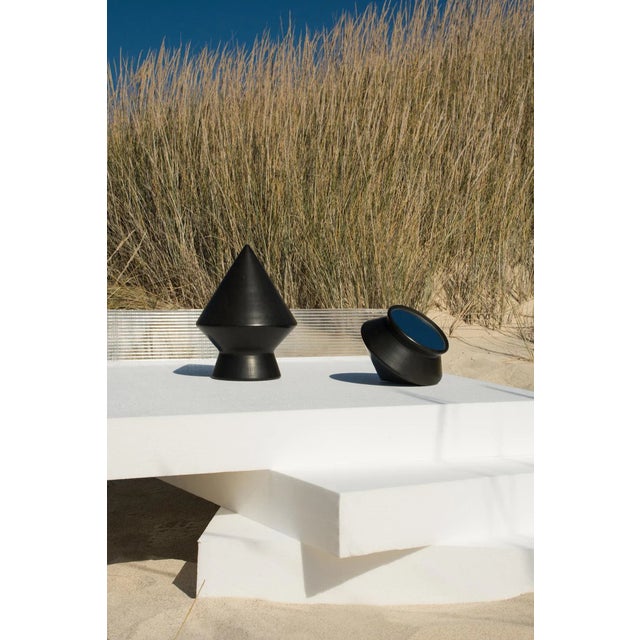 Black 30 Decorative Object and Table Mirror in Bucchero by Studio Lievito + Maddalena Vantaggi For Sale - Image 4 of 6