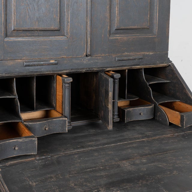 19th Century Swedish Black Painted Pine Secretary Bureau For Sale - Image 6 of 12