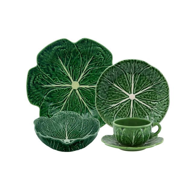 Bordallo Pinheiro Cabbage Complete Dinnerware Set, Green - Service for One For Sale - Image 9 of 10