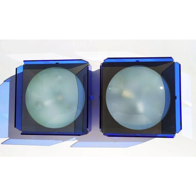Blue Glass Wall Sconces from Veca, 1960s, Set of 2 For Sale - Image 9 of 9