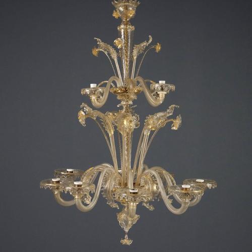 Blown Glass Chandelier with Gilding For Sale - Image 12 of 12