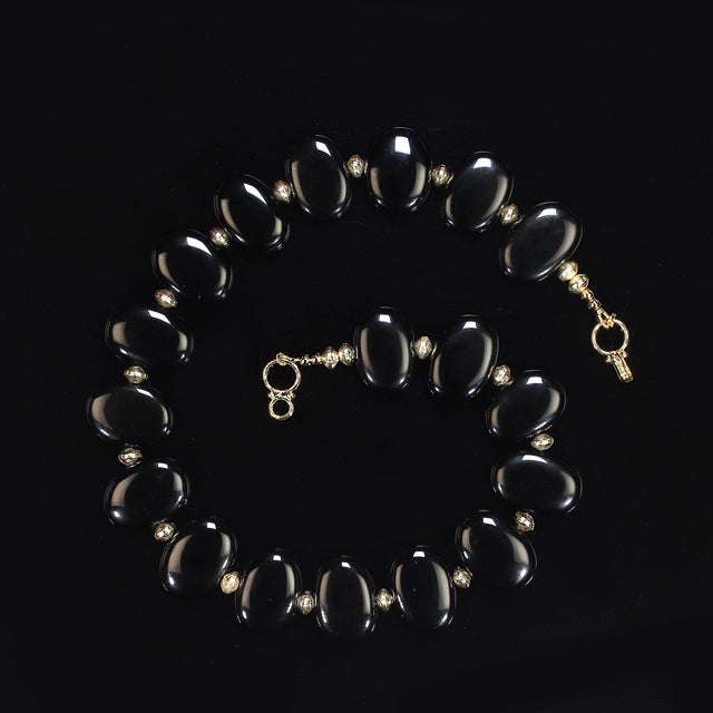 Ajd 18 Inch Highly Polished Oval Onyx Tablet Necklace For Sale - Image 4 of 6