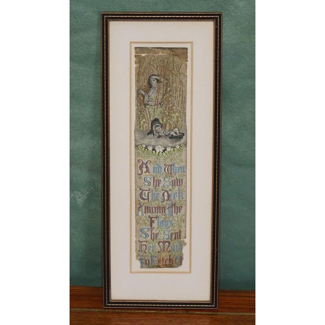 Pair of narrow, very collectable, antique victorian 1880 silk needlework embroidery's after william morris the details of...