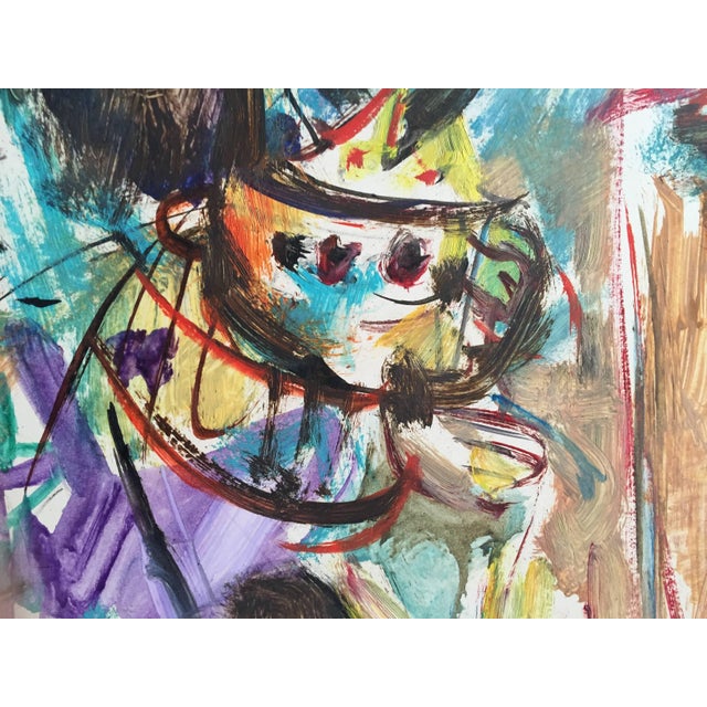 Expressionism Yosl Bergner, Rare Israeli Modernist Figurative Abstract Gouache Painting Yosl Bergner For Sale - Image 3 of 5