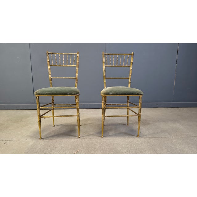 Metal Brass Faux Bamboo Chairs, 1960s, Set of 2 For Sale - Image 7 of 13