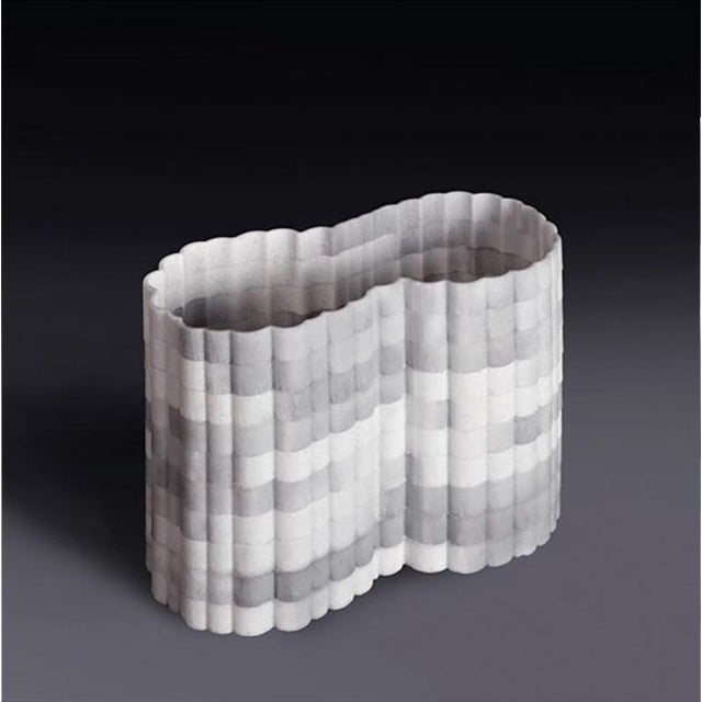 Stripes B3 Decorative Vase in Honed Striato Olimpico Marble by Bufalini Marmi For Sale - Image 10 of 10