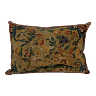 Hand Stitched Needlepoint Pillow With Animal Motif For Sale