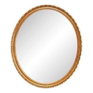Late 20th Century La Barge Hollywood Regency Style Oval Gold Painted Frame Mirror For Sale