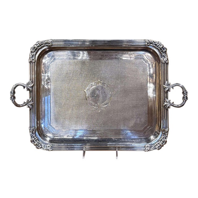 19th Century French Louis XVI Silvered Bronze Serving Tray For Sale