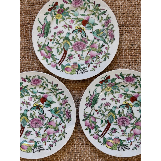 Ceramic Vintage Chinoiserie Plates, Set of 3 For Sale - Image 7 of 8