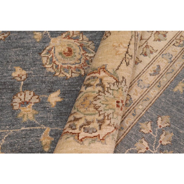 Gray Shabby Chic Ziegler Blue Gray Hand-Knotted Wool Rug - 8'10'' X 11'10'' For Sale - Image 8 of 8