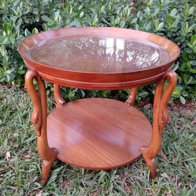 Brown Vintage Kittinger Mahogany Small Swan Legs Side Removeble Tray Top Side/Coffee Table For Sale - Image 8 of 8