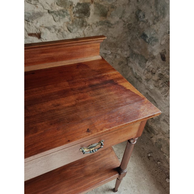 Antique French Mahogany Console Table with Drawer and Shelf, 1900 For Sale - Image 17 of 18