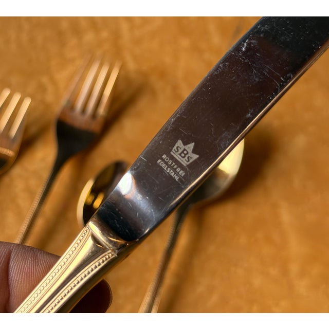 Mid 20th Century Vintage Bestecke Solingen Gold Plated Flatware - Service for 12 For Sale - Image 5 of 12