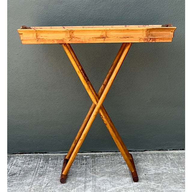 Vintage Split Bamboo Tray Table For Sale - Image 4 of 12