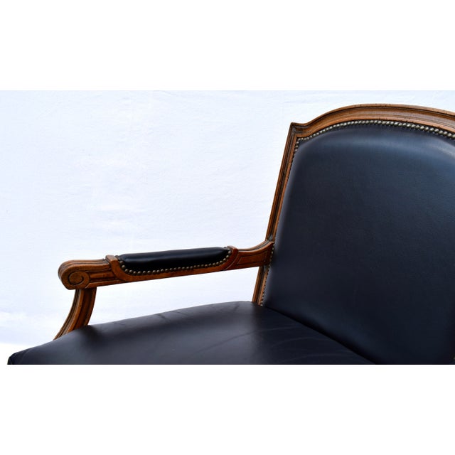 Louis Xvi Style Leather Fauteuil Chairs For Sale - Image 10 of 12