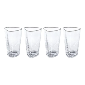 Kampari Triangular Highball Glasses with Platinum Rim, Set of 4