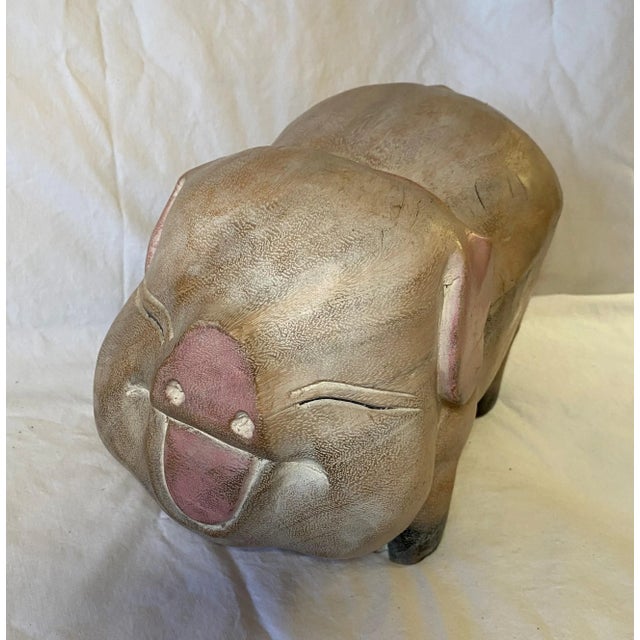 Hand Carved and Painted Wooden Happy Big For Sale - Image 11 of 11