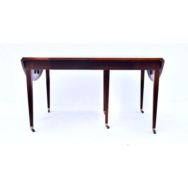 Wood Mahogany Dining Table With Drop Leaf Option by Baker Furniture For Sale - Image 7 of 18