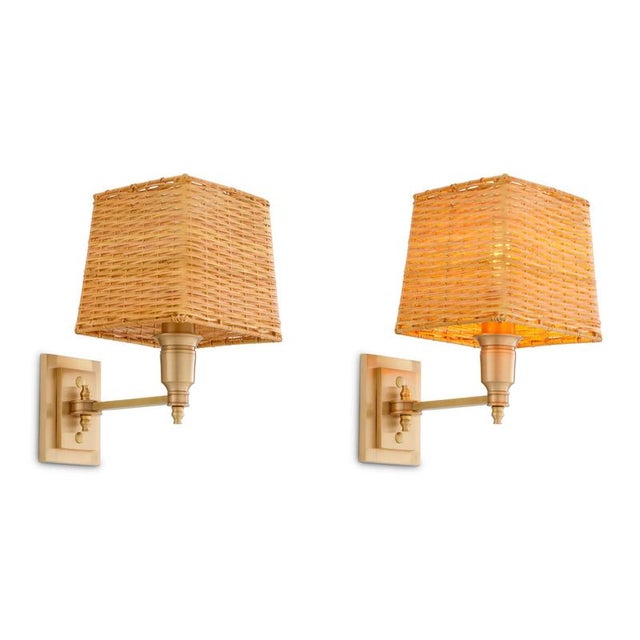 Wall Lamps in Brass Finish, Set of 2 For Sale - Image 11 of 13