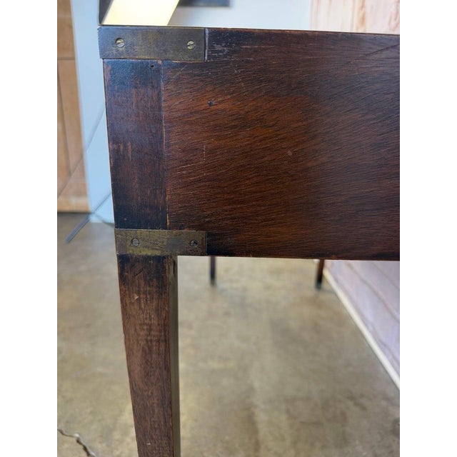 Antique English Campaign Console Desk - 3 Drawer Military Writing Table For Sale - Image 15 of 16