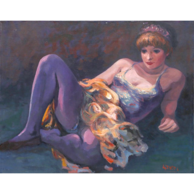 Philippe Alfieri, Dancer in Purple, Oil on Canvas, Signed l.r. For Sale