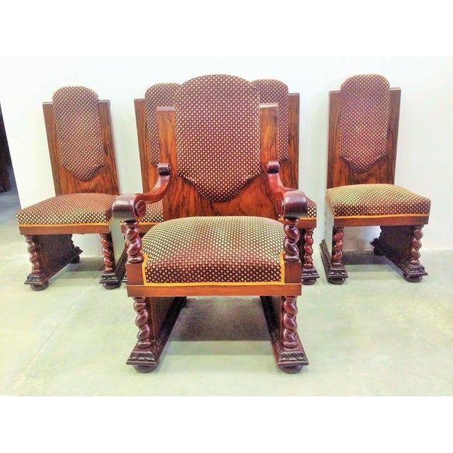 1920s Art Deco Armchair & Side Chairs - Set of 5 For Sale - Image 5 of 6