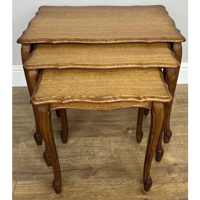 Vintage French Louis Oak Nesting Tables, Set of 3 For Sale - Image 13 of 13