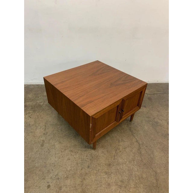 Brown 1960s Minimal walnut side table For Sale - Image 8 of 13