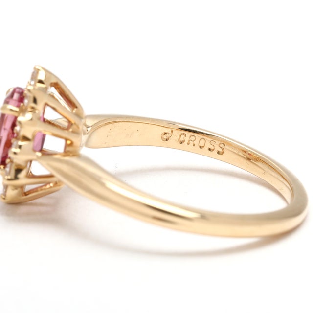 Early 21st Century Jabel .95ctw Pink Tourmaline & Diamond Ring, 18k Yellow Gold, Ring Size 5 For Sale - Image 5 of 6