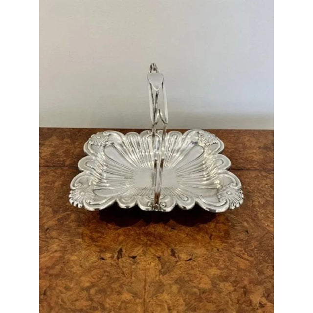 1900 - 1909 Edwardian Silver Plated Ornate Cake Basket, 1900s For Sale - Image 5 of 7