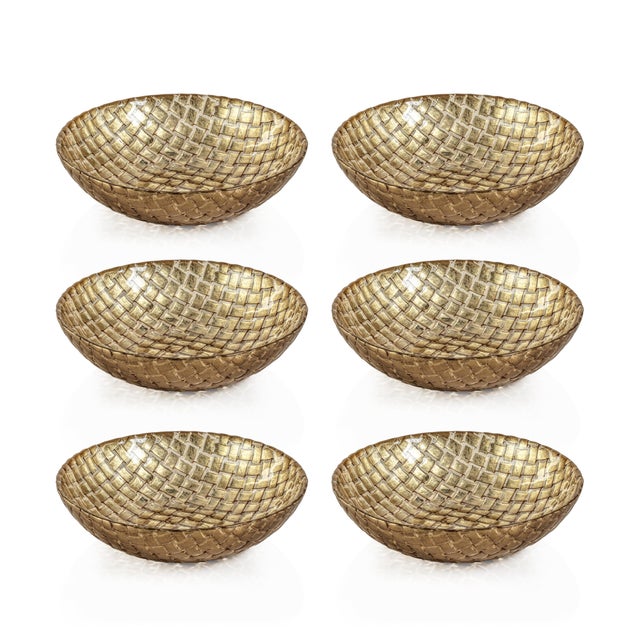 Nova 7" Braided Gold Glass Bowls, Set of 6 For Sale In Los Angeles - Image 6 of 6