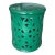 Vintage Moroccan Emerald Green Pierced Ceramic Garden Stool & Lantern For Sale
