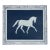 Primitive Horse Painting in Navy & Slate Blue For Sale