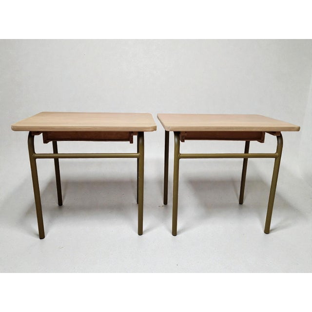 Wood Bedside Tables in Wood and Metal, 1960s, Set of 2 For Sale - Image 7 of 10