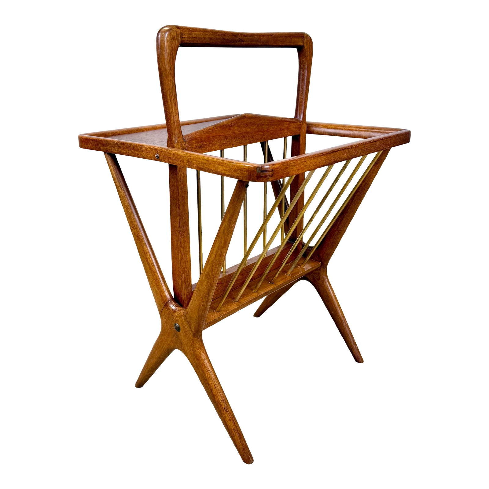 Mid Century Italian Modern Magazine Rack Side Table Attributed to Ico ...