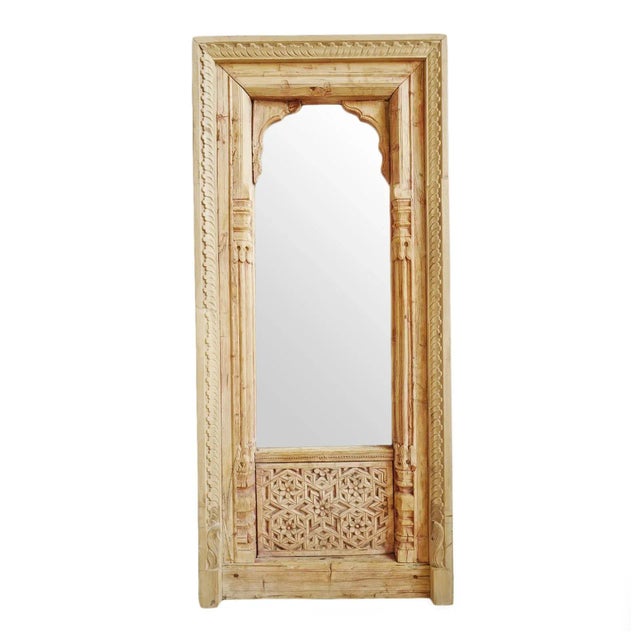 Wood Vintage Mid 20th Century Raja Bleached Window Mirror For Sale - Image 7 of 7