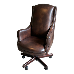 Late 20th Century Hancock & Moore “Dillon” Leather Swivel Tilt Wingback Desk Chair for Robb & Stucky