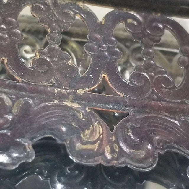 Brown Bouillotte Toleware Metal Swag Lamp 6 Candelabra Lights Mid 20th Century For Sale - Image 8 of 8