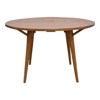 1950s Midcentury Modern Russel Wright for Conant Ball Maple 48" Round Dining Table With Atomic Legs for Restoration For Sale