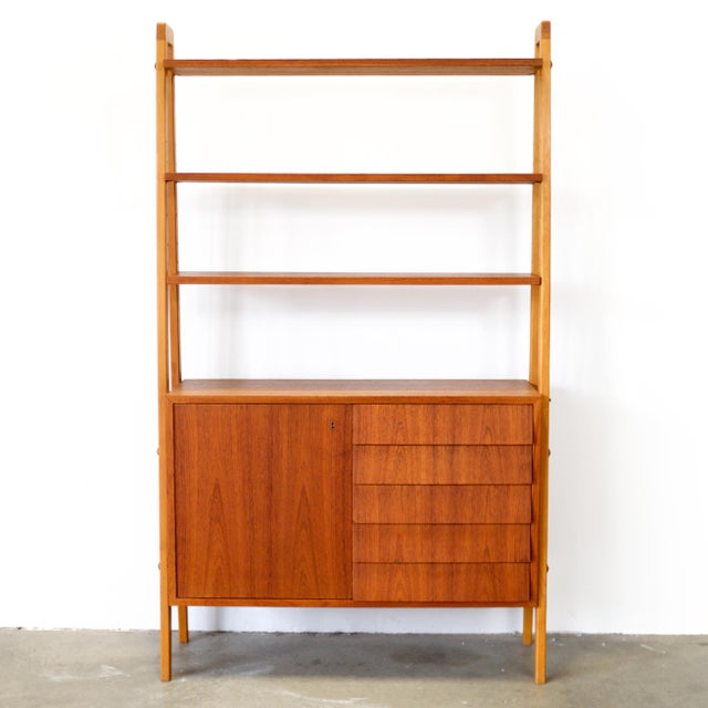 Mid-Century Modern 1950s Scandinavian Teak Room Divider / Bookcase For Sale - Image 3 of 9
