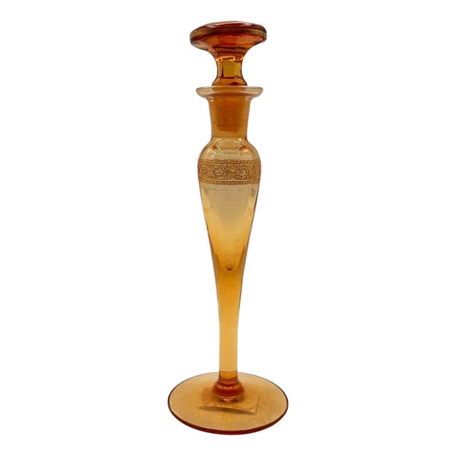 1920s Art Deco Peach Glass Perfume Bottle W/ Stopper by Steuben Aurene for Devilbiss For Sale