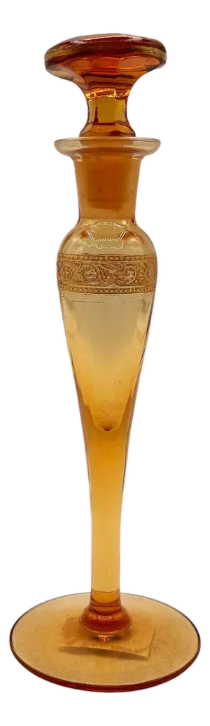 1920s Art Deco Peach Glass Perfume Bottle W/ Stopper by Steuben Aurene for Devilbiss