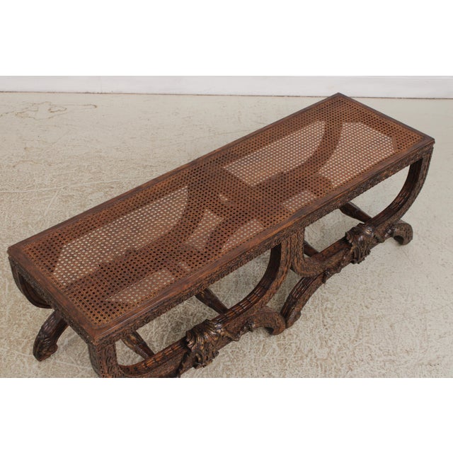 French French Louis XIV Double Seat Cane Bench For Sale - Image 3 of 16