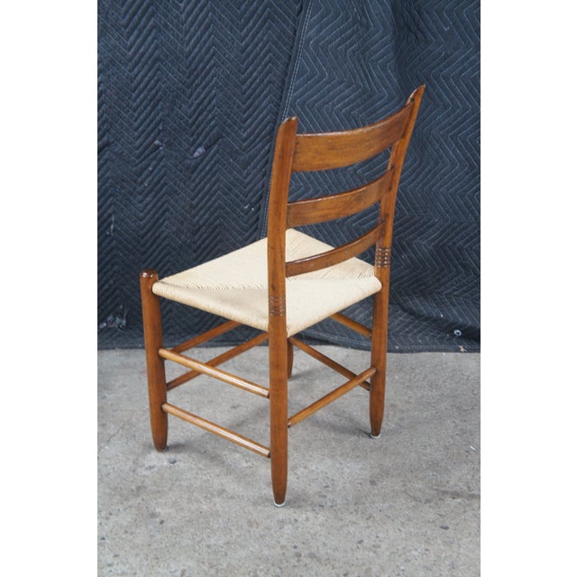 2 Antique Shaker Style Maple Woven Rush Country Farmhouse Dining Side Chairs For Sale - Image 4 of 12