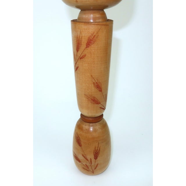 1940s Artist Signed Large Japanese Wood Kokeshi Dolls, Set of 3 For Sale - Image 4 of 16