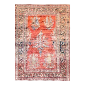 Antique Silk Heriz Rug 4'6'' X 6'4''