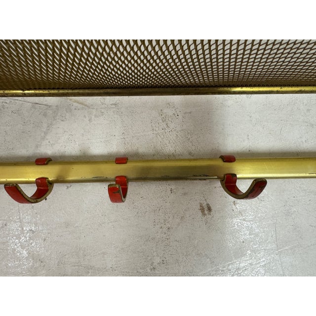 Vintage Brass and Red Lacquer Coat Rack, 1950s For Sale - Image 4 of 10