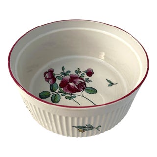 Vintage Gien France Porcelaine a Feu Vestal Strasbourg Soufflé Bowl For Sale