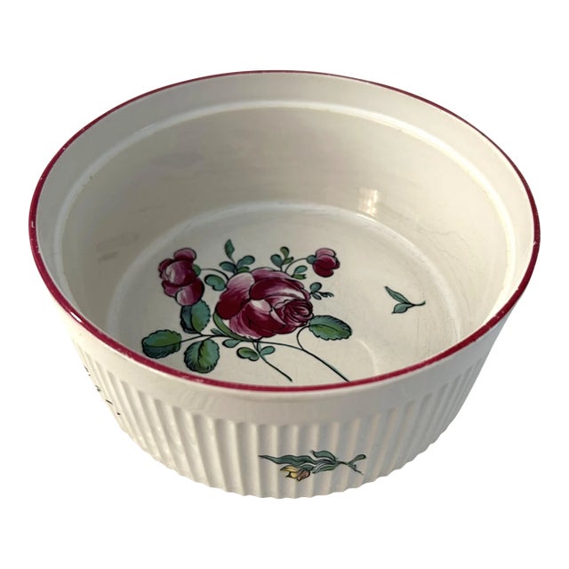 Vintage Gien France Porcelaine a Feu Vestal Strasbourg Soufflé Bowl For Sale